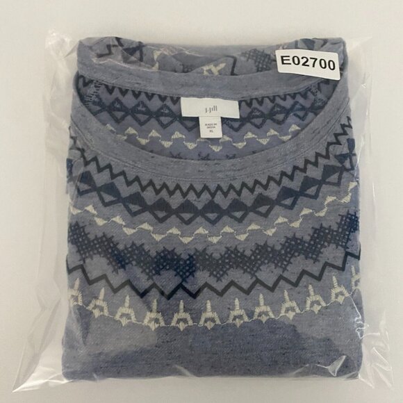 J. Jill Heathered Blue Fair Isle Embroidered Sweater Womens XL Pullover - Picture 9 of 9